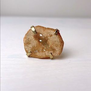 Champagne Opalescent Raw Geode Ring, Adjustable